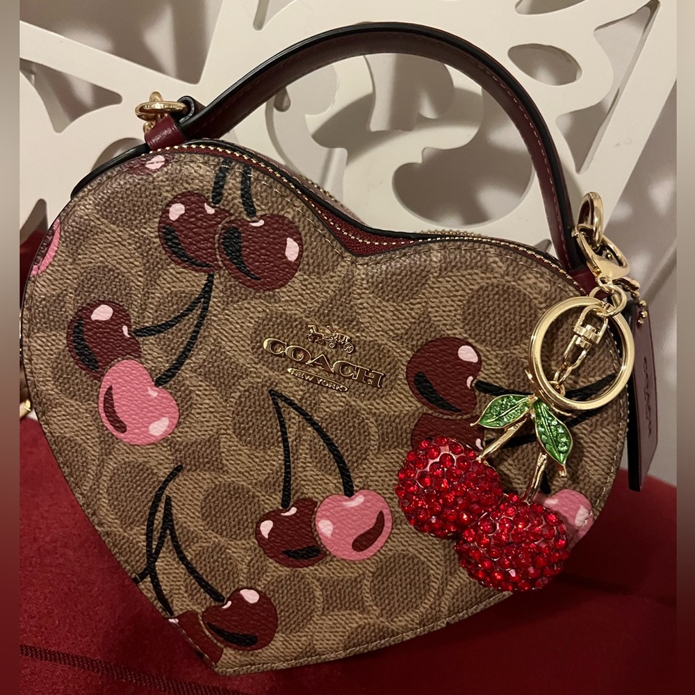 Sparkling Cherry Rhinestone Bag Keychain Charm
